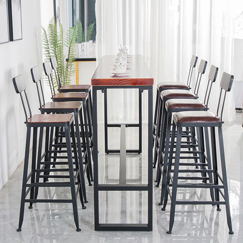 Modern Style Metal Bar Stool with Footrest and Low Back Bistro Simple Bar Stool