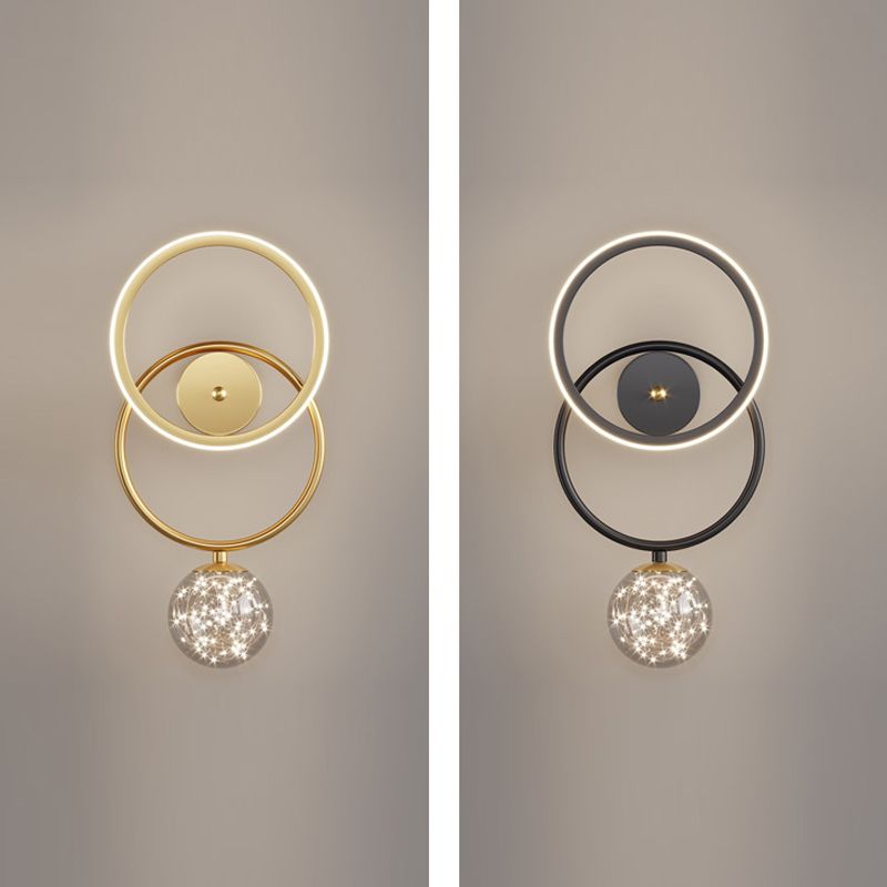 Round Shape Glass Wall Light Modern Style 2 Lights Wall Mount Light