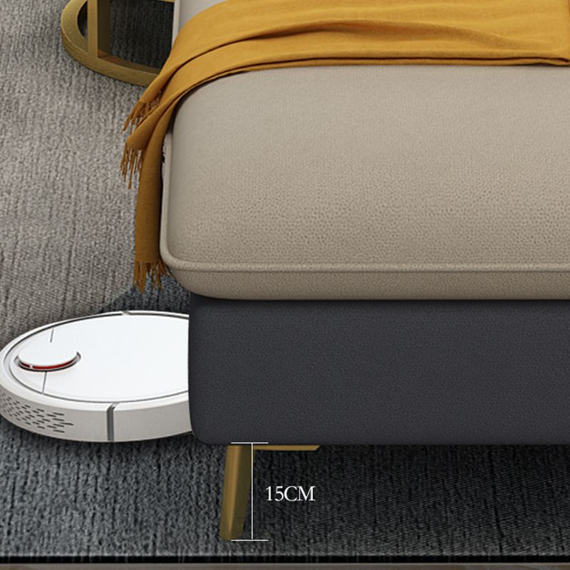 Glam Faux Leather Square Tufted Sofa Grey and Beige Sofa Chaise