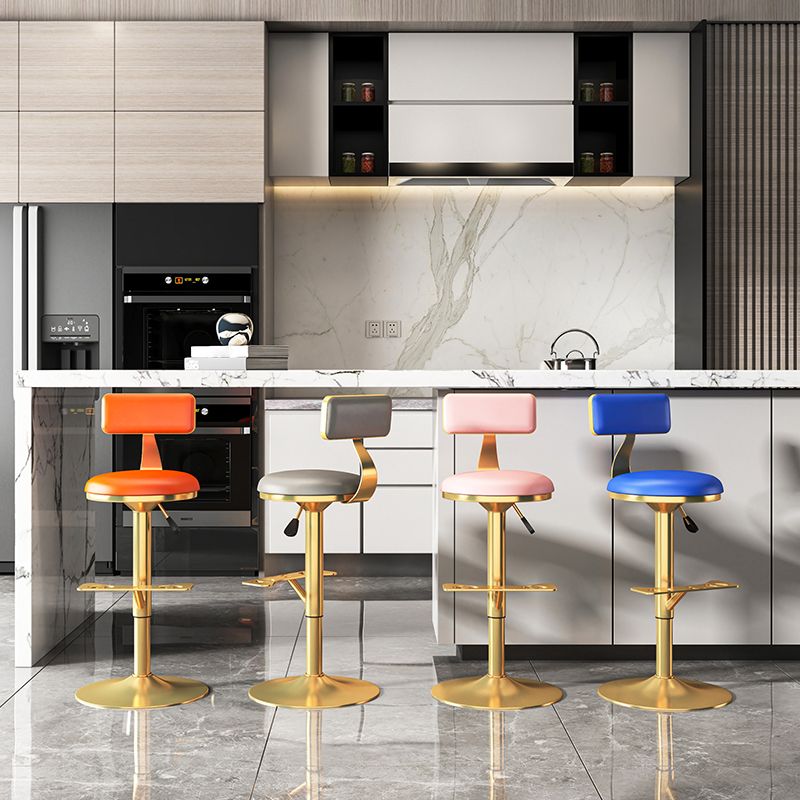 Glam Jewelry Shop Adjustable Height Stool Matte Finish Leather Barstool
