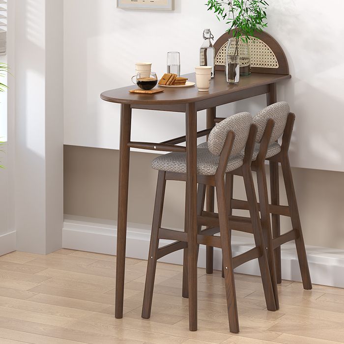 Solid Wood Bar Table Set 1/2/3 Pcs Glam Bar Table and Upholstered Stools