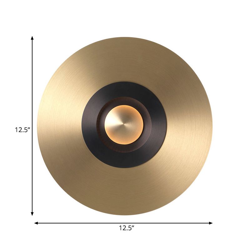 Colonial Round Wall Mounted Lighting LED Metal Flush Mount Wall Sconce in Gold for Bedroom
