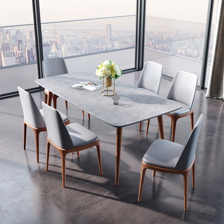 Rectangle Modern Dining Table Four-Color Fixed Table with Sintered Stone