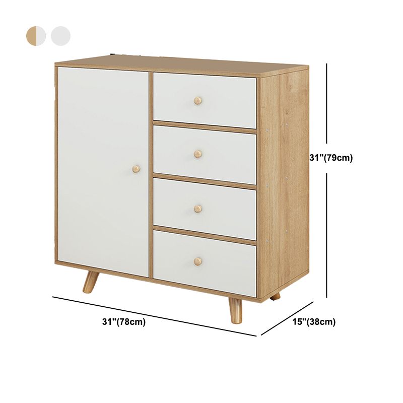 Modern Knobs Side Cabinet Rectangle Wood Storage Cabinet with Drawer