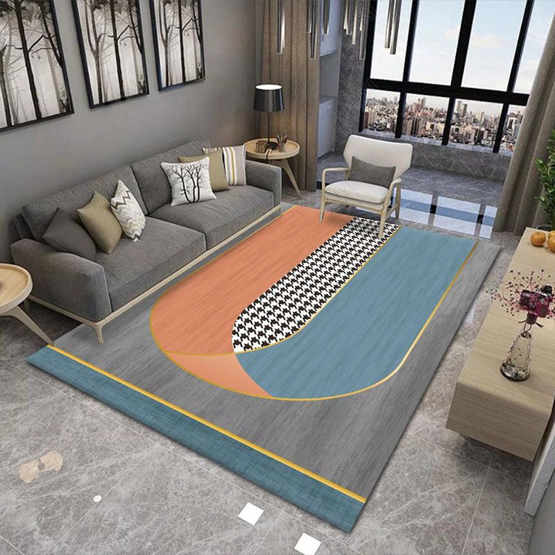 Luxury Indoor Rug Contrast Panel Carpet Easy Care Polyester Anti-Slip Carpet for Home Decor