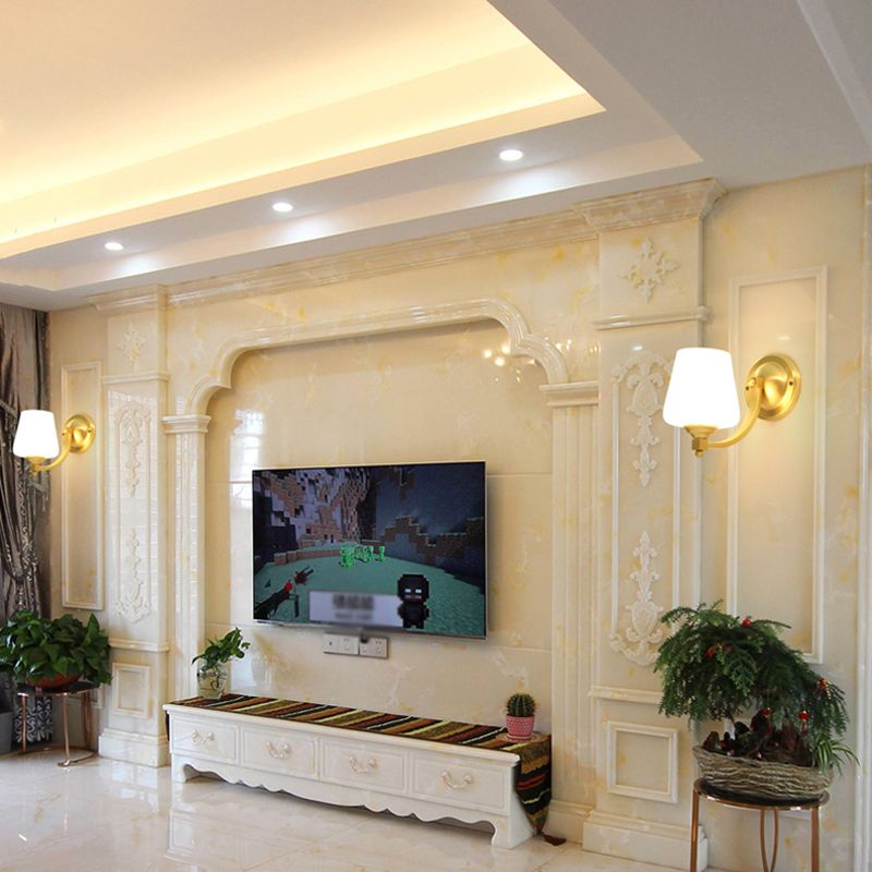 Illuminazione a parete interno Apparecchio di lampada a parete minimalista con tonalità di vetro latte