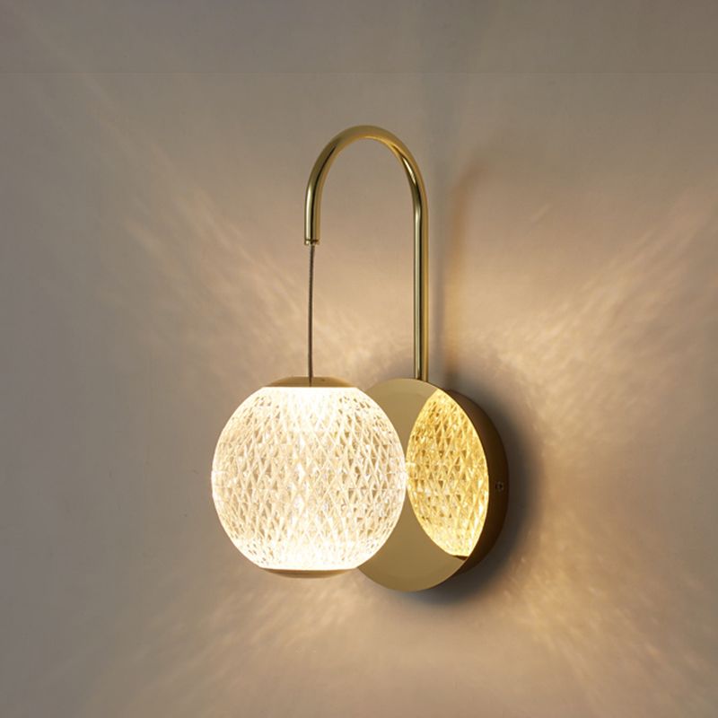 Ball Shade Metal Wall Sconce Modern Style Single Light Wall Mount Lighting in Gold