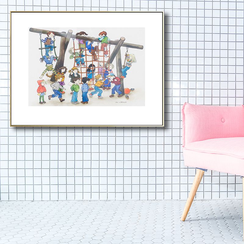 Back to Childhood Drawing Canvas Wall Art Kids Textured Wall Decoration in Soft Color
