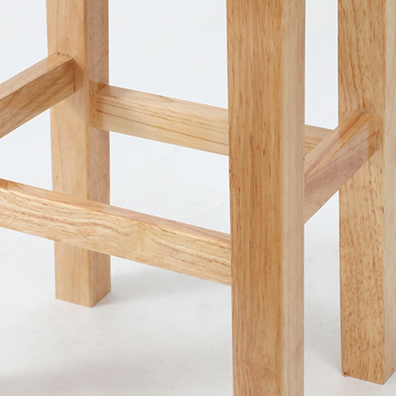 Square Backless Solid Wood Bar Chair Industrial Wooden Chair with 4 Legs