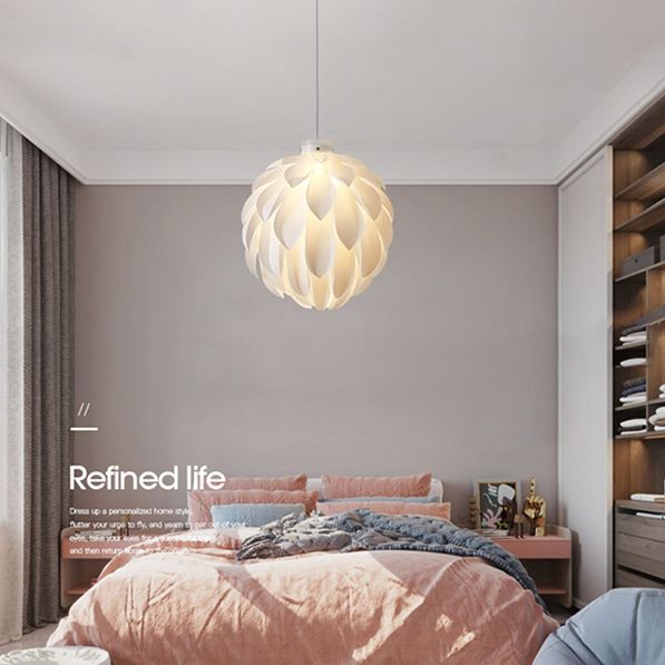 Acrylic Global Pendant Lighting Fixture Modern Style White Hanging Ceiling Light