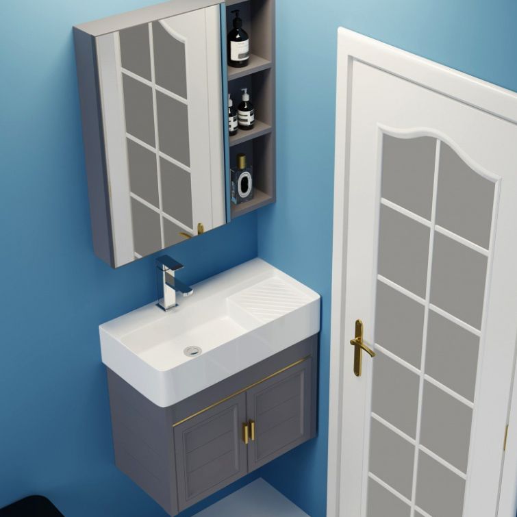 Modern Single Bath Vanity Wall Mount Ceramic Top Bathroom Vanity