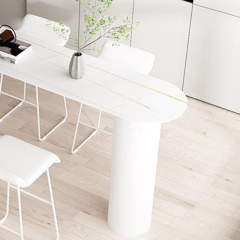 Industrial Stone Indoor Bar Height Table Double Pedestal Bar Dining Table