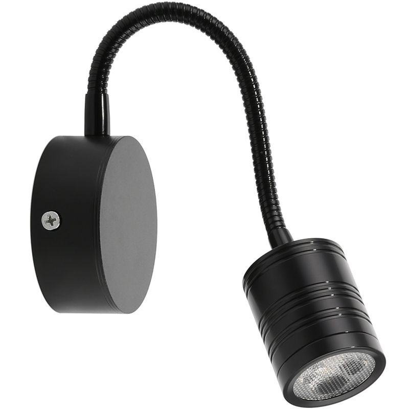 Éclairage mural de cylindre en métal style contemporain 1 éclairage de lecture murale lumineuse