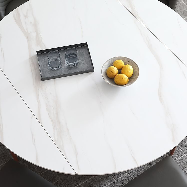 Glam 1/4/5/7 Pieces Scalable Dinette Set with White Sintered Stone Round Dining Table Set