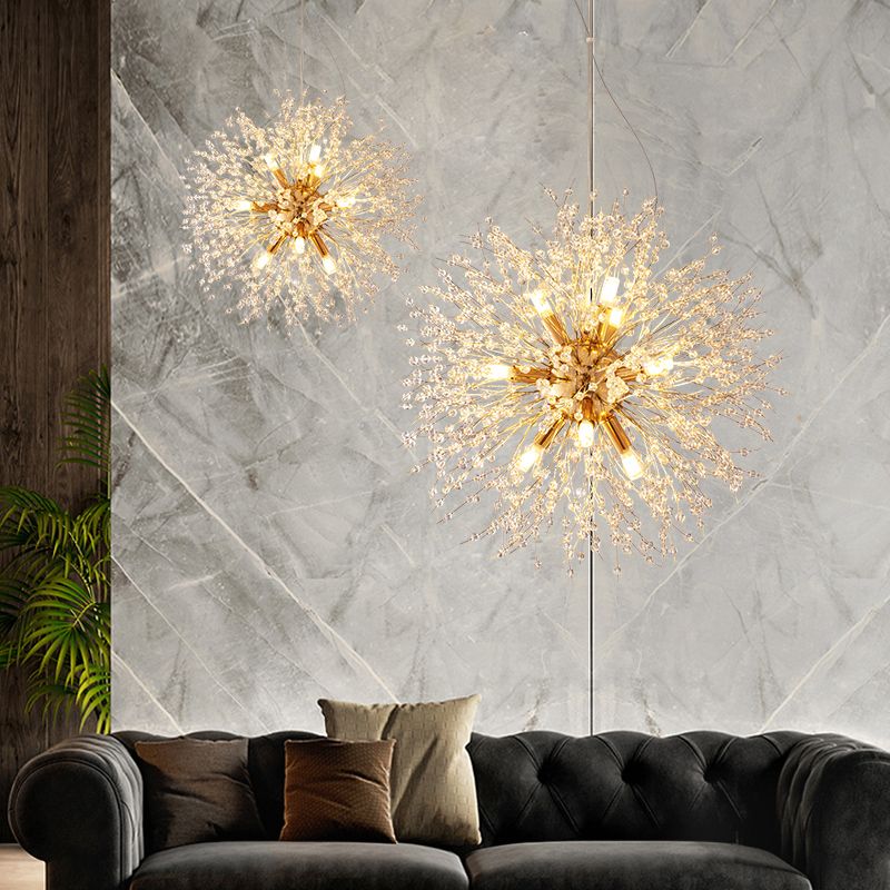 Firefly Chandelier Multi Light Hanging Pendant Light Fixture with Crystal for Living Room