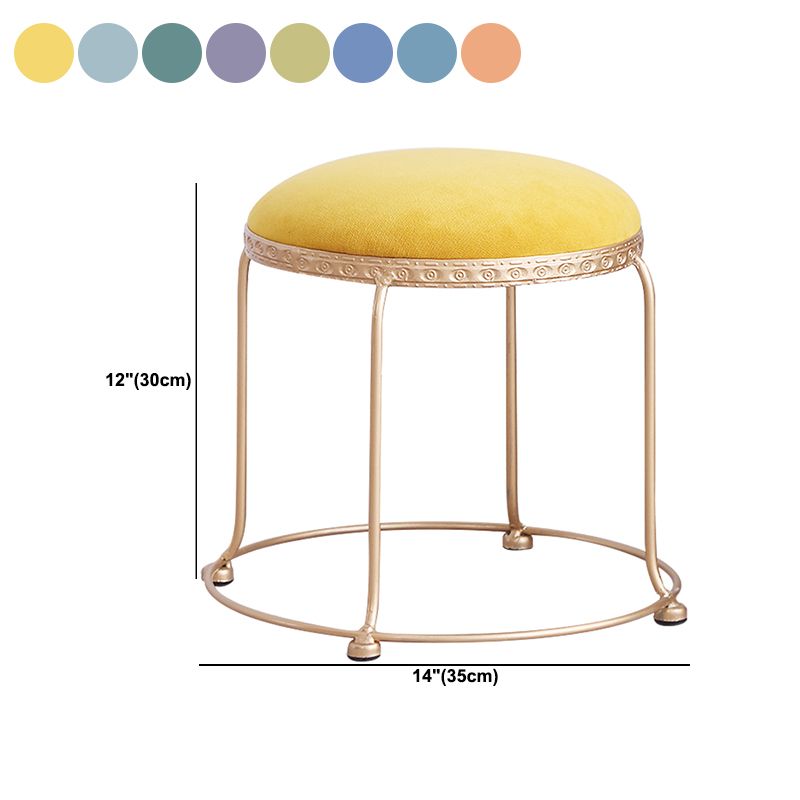 Modern Standard Round Whole Colored Velvet Metal Frame Fade Resistant Ottoman