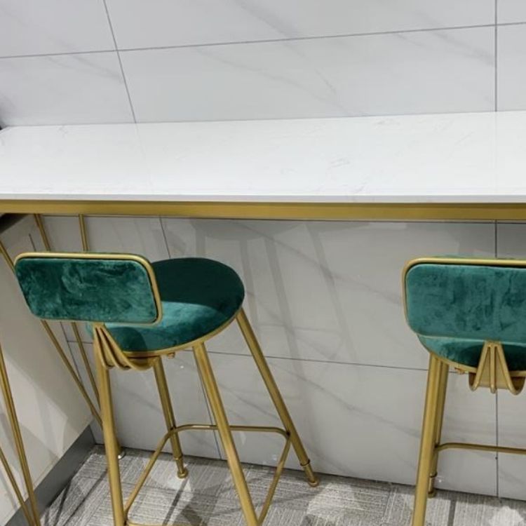 Modern Bistro Table with Metal Legs White Marble Top Bar Table