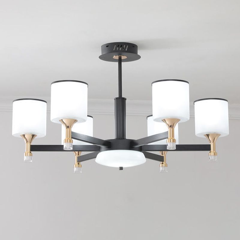 Glass Ceiling Hung Fixtures Modern Cylinder Pendant Lighting for Living Room