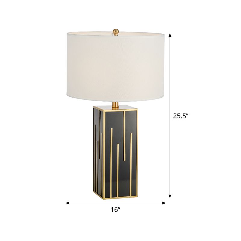Tissu cylindre table de nuit d'éclairage simple 1 tête de nuit blanche lampe pour le salon