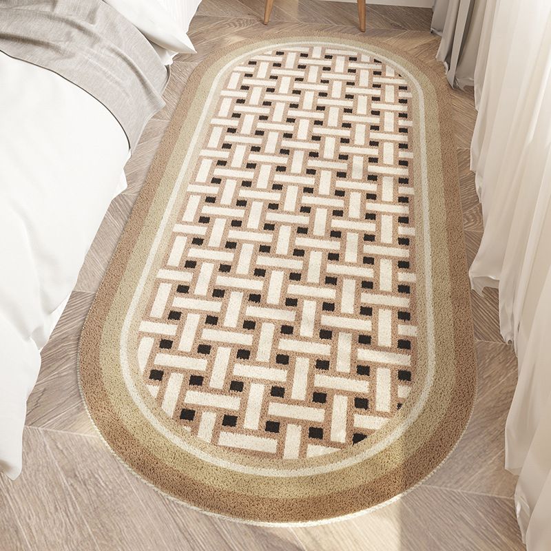 Brown Modern Rug Polyester Streak Area Rug Washable Indoor Rug for Living Room
