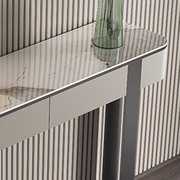 Stone Half Moon Console Table Glam 33.46-inch Tall Accent Table