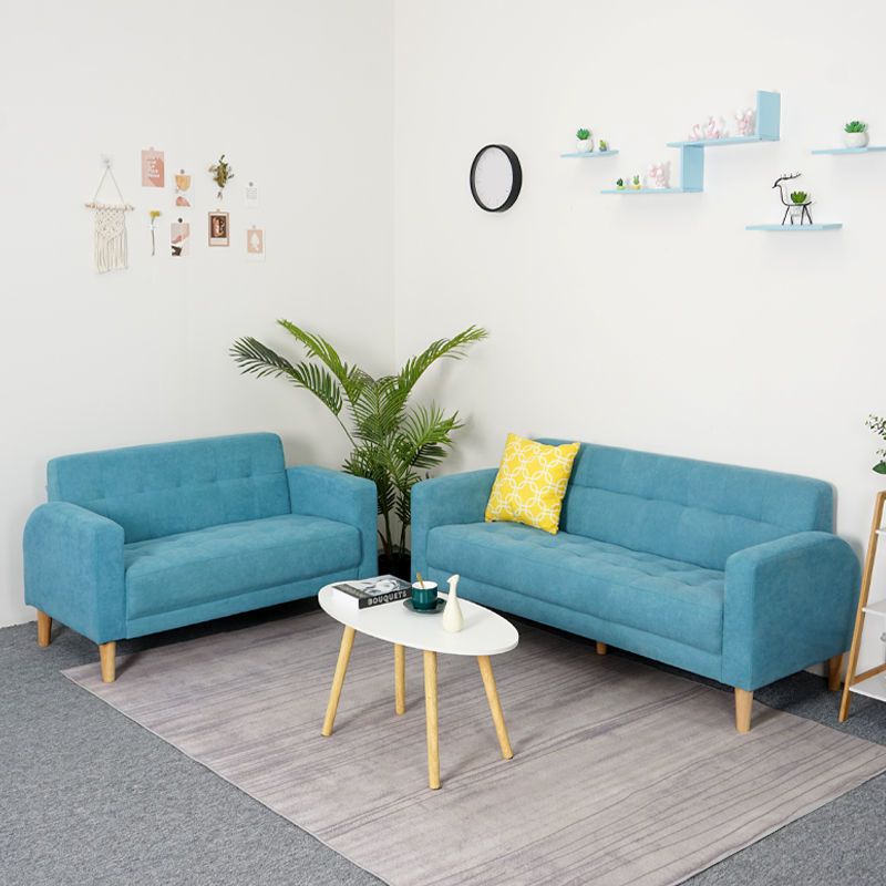 Contemporary Biscuit Back Standard Square Arm Stationary Sofa