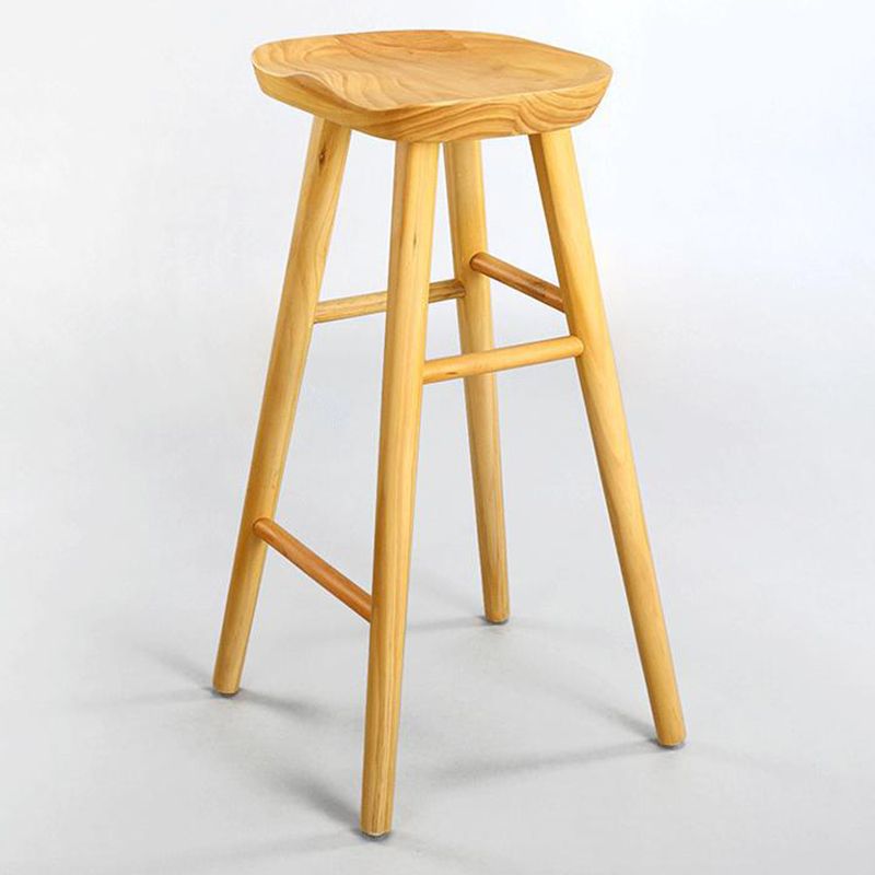 Industrial Armless Bar Stools Wood Dining Stool with Footrest