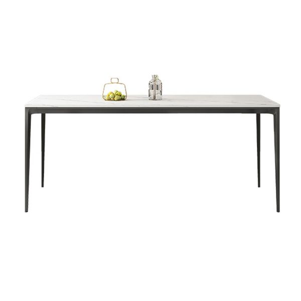 Rectangle Contemporary Dining Room Table Sintered Stone Table with 4 Black Legs