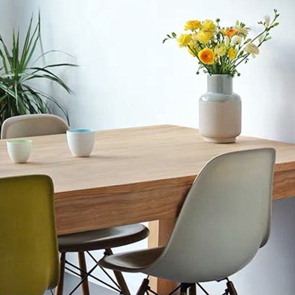 Rectangle Solid Wood Table with Double Pedestal Modern Dining Table for Restaurant