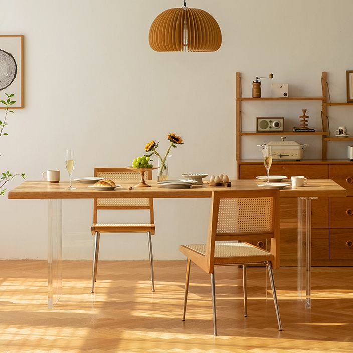 Simple Style Dining Table Rectangle  Brown Table for Home Kitchen