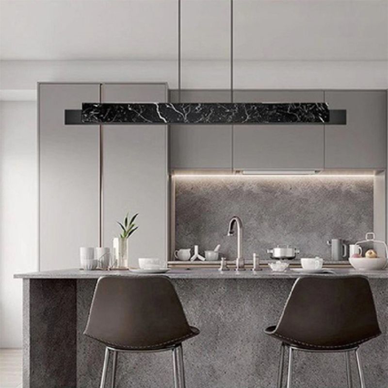 Colgante de la isla recta de latón de la isla de estilo moderno con mármol para el comedor