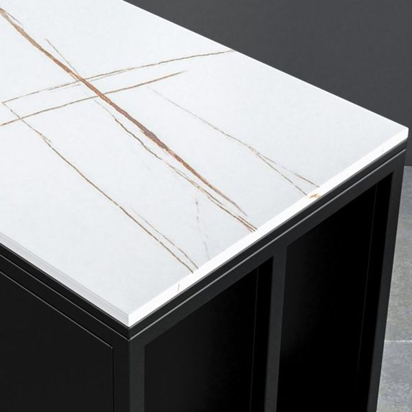 Rectangular Stone Bar Table Contemporary Bistro Table with Storage