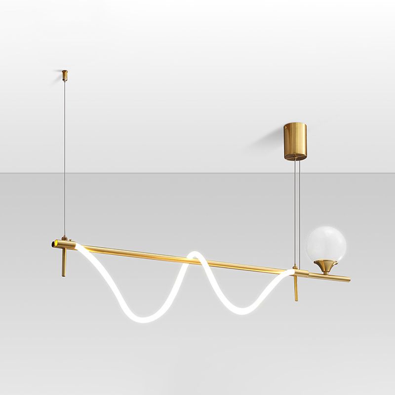 Modern Style Linear Down Lighting Pendant Metal 2 Heads Hanging Pendant Lamp