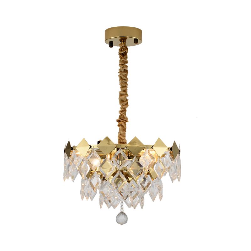 Gold Diamond Chandelier Lamp Country Clear Crystal 6/9 Bulbs Dining Room Hanging Pendant