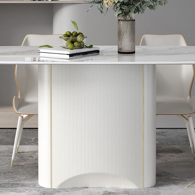 Table à manger en pierre frittée, ton blanc, guéridon de luxe pour salle à manger