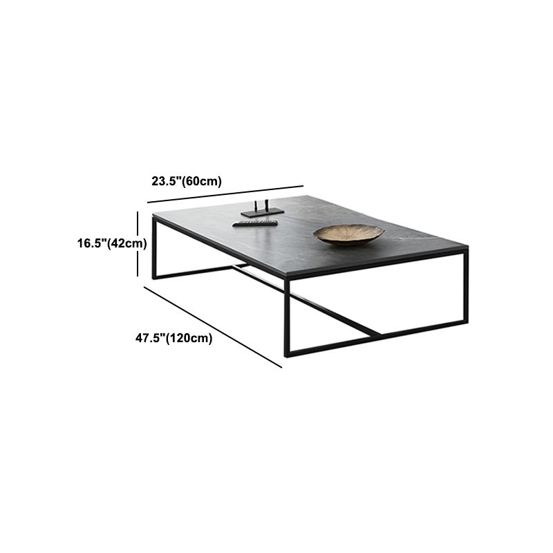 Rectangle Cocktail Table Slate Four Legs Coffee Table Light Grey