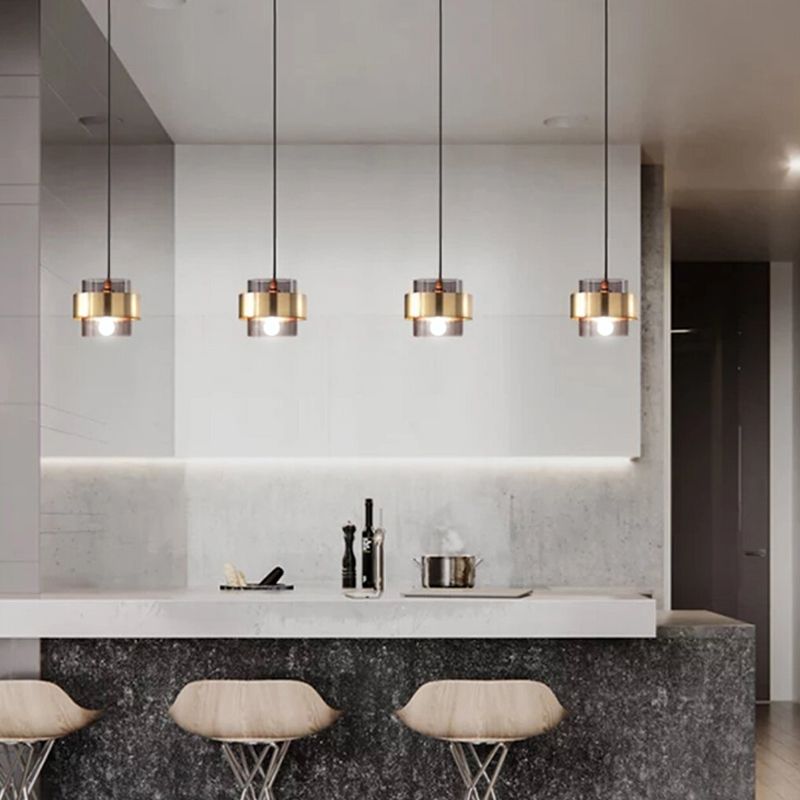 Modern Style Hanging Light 1 Light Glass Cylinder Pendant Light for Bedside