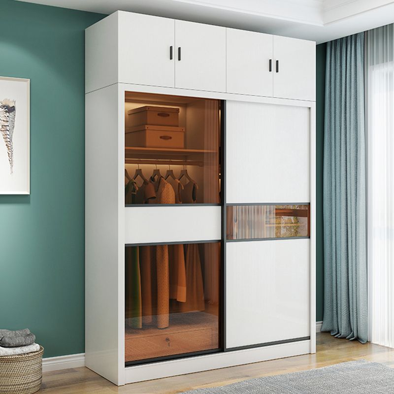 Sliding Wardrobe Armoire White Engineered Wood Wardrobe Closet