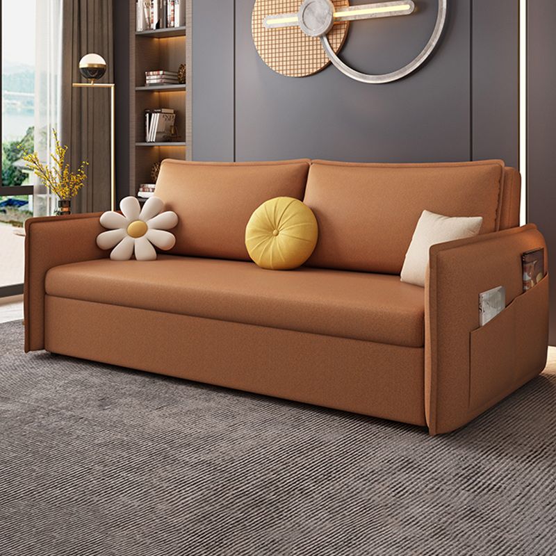 Faux Leather Sofa Bed Metal Frame Sleeper Sofa with Storage Box