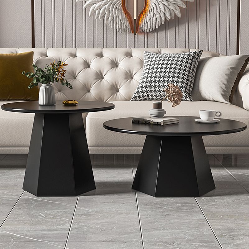 Mid-Century Modern Round Metal Coffee Table Set Pedestal Simple Cocktail Table