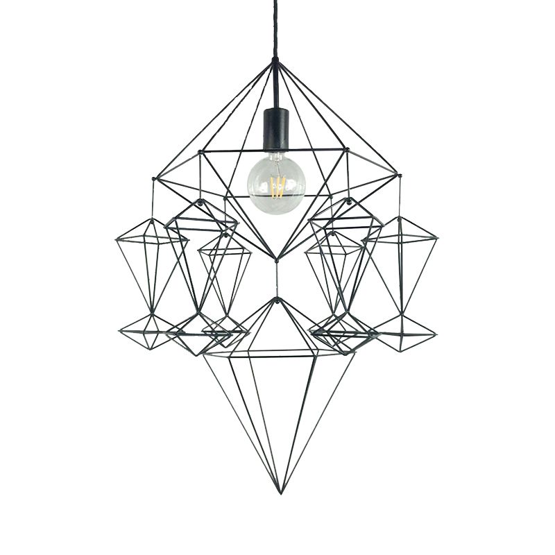 Black Diamond Pendant Fixture Classical Metal 1 Light Living Room Hanging Ceiling Light