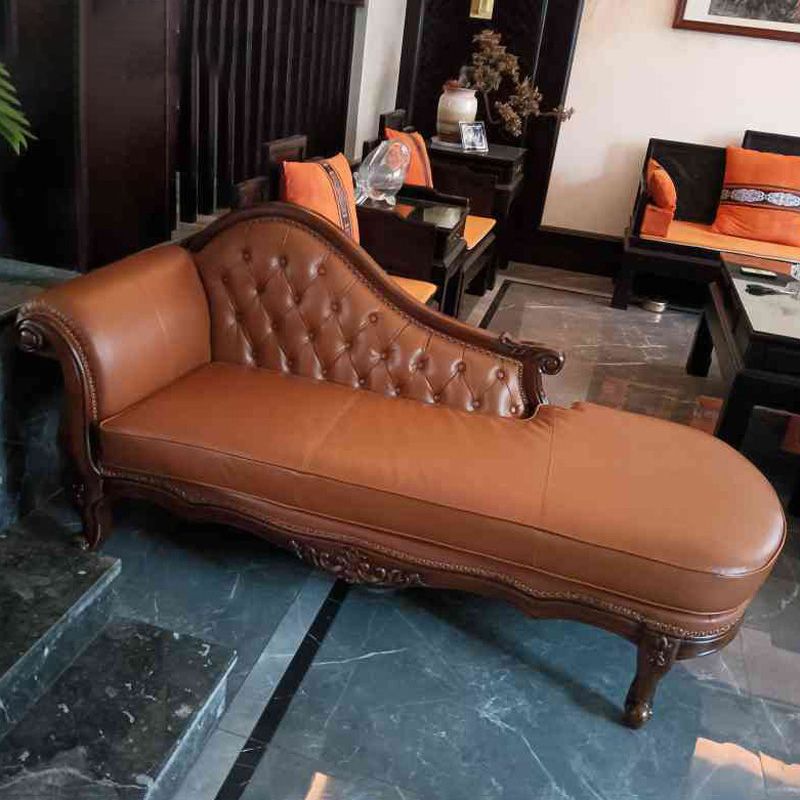 Traditional Upholstered Chaise Lounge Couch Leather Chaise Lounge Chair