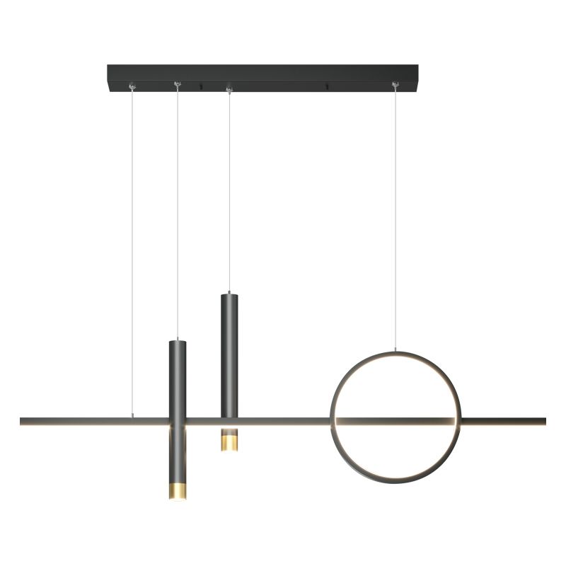 Sala da pranzo moderna illuminazione isola a LED Linea di ciondolo nero in metallo