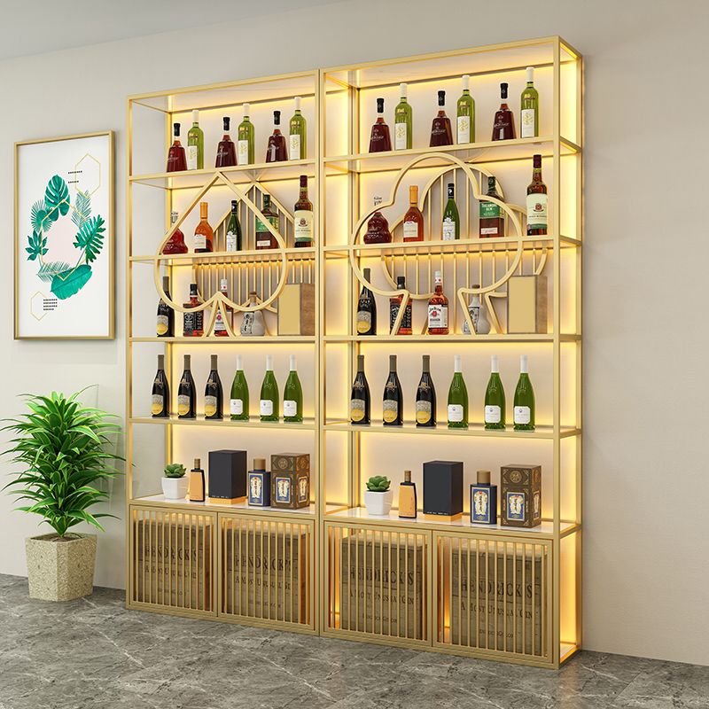 Luxury Freestanding Wine Bottle Rack Metal with Storage Shelves Bottle Holder