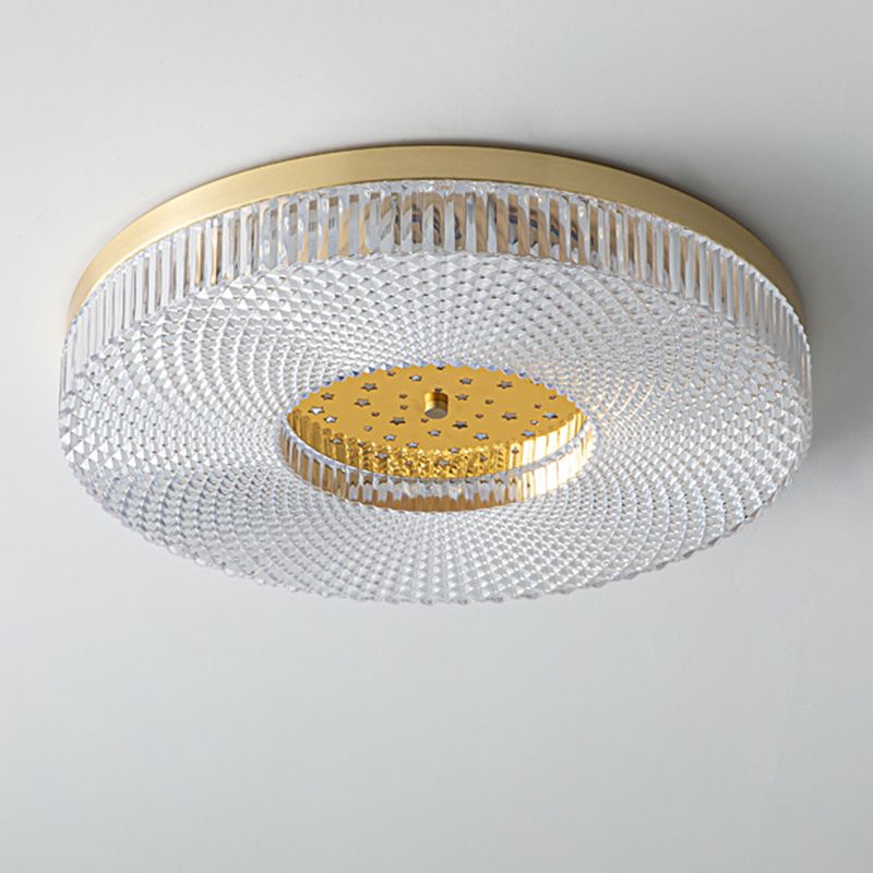 Modern Circular LED Flush Mount Lighting Golden / Black Ceiling Light for Bedroom