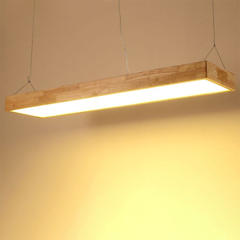 Modern Rectangle Pendant Lighting Fixture Wood Pendant Light