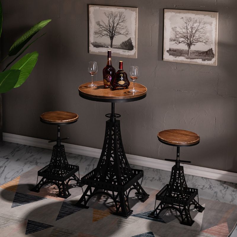 1/3 Pieces Industrial Style Bar Table Set Solid Wood Bar Table Set