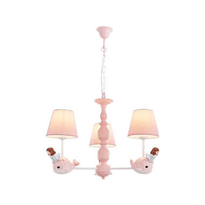 Multi Head Chandelier Light Nordic Macron Fabric Hanging Pendant for Living Room