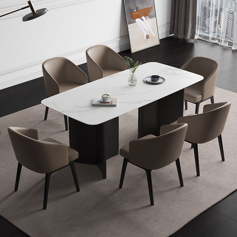 Modern 1/2/5/7 Pieces Furniture Stone Rectangle Dining Chairs Set in White