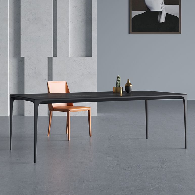 Sintered Stone Black Dining Table Modern Style 4 Legs Table for Dining Room